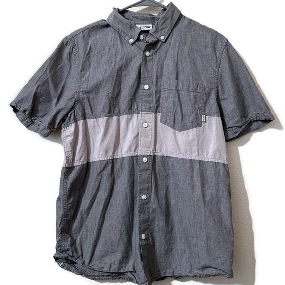Vans button down shirt men's gray S gray with light gray with pocket ,(SALE) - Picture 1 of 12